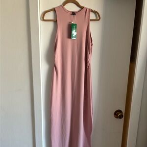 Powder pink ankle length fitted maxi